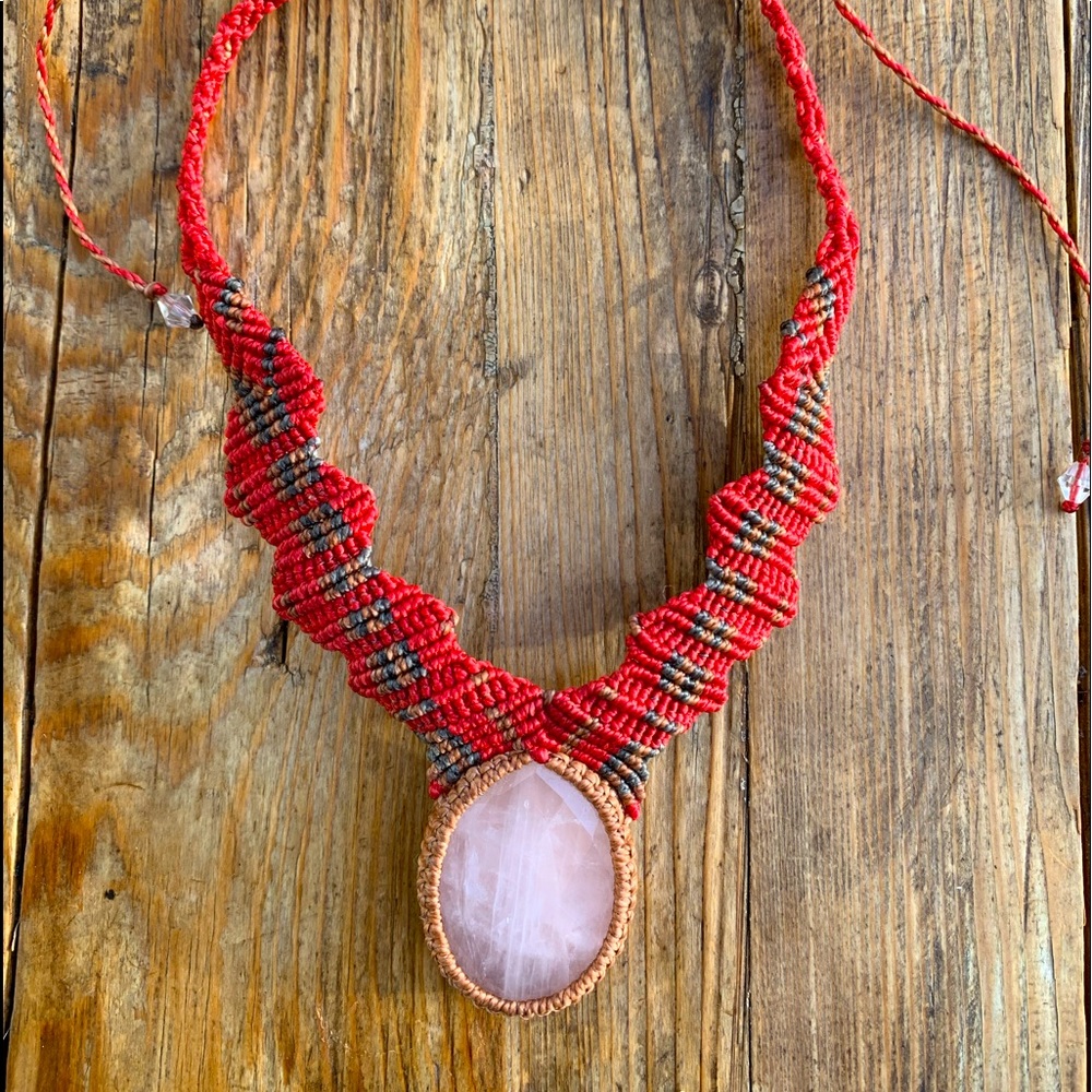 NWOT Handcrafted Rose Quartz One of a Kind Choker